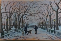 "Central Park Meeting during a snow storm" 24x36 inches oil on canvas
