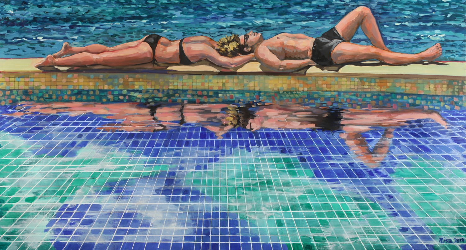 "Noon in Biarritz "26x48 inches oil on linen