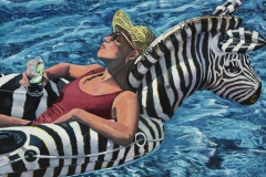 "A-Float on a Zebra" 40 x 60 inches. oil on linen