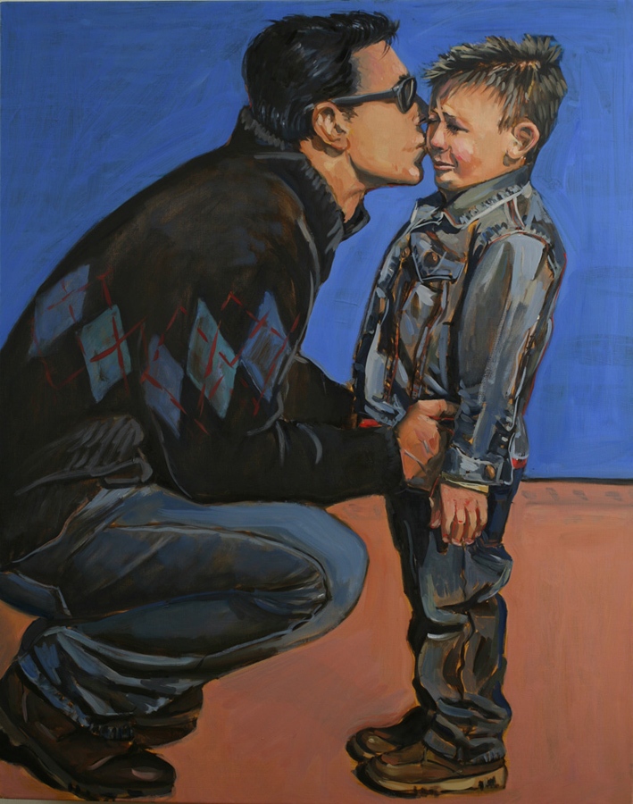 "A Father's Kiss in Retiro Park" 40x30 inches. oil on linen