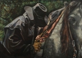 "Cowboy in the Rain" 34 x 50 inches. oil on canvas