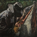 "Cowboy in the Rain" 34 x 50 inches. oil on canvas